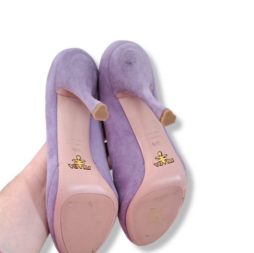 PRADA Leather Scalloped Heels in Lavander - Picture 9 of 13